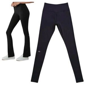 Alo Yoga Airbrush High-Waist Front-Slit Straight-Leg Legging Black Size S